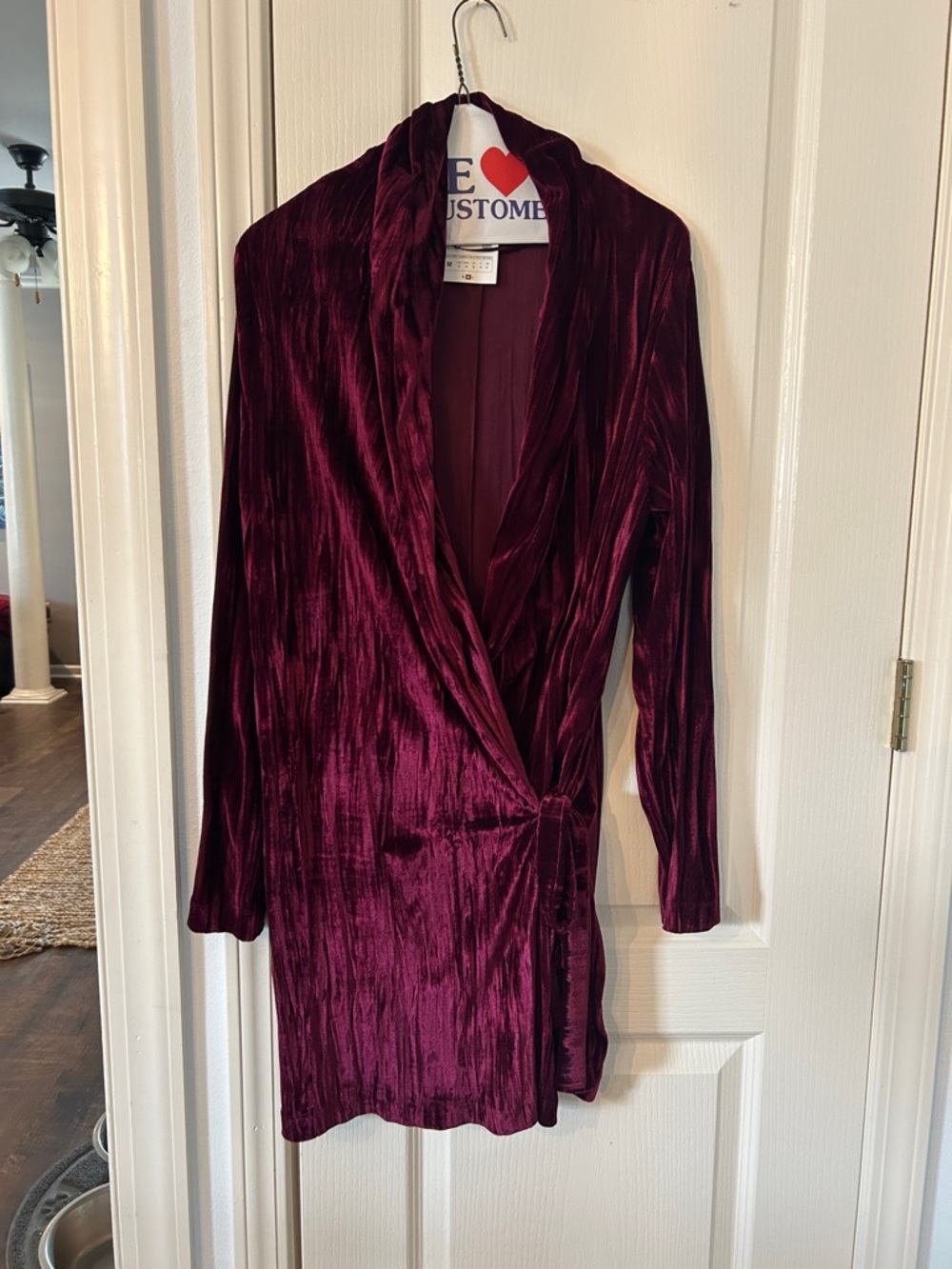 Zara Velvet Wrap Jacket in Burgundy